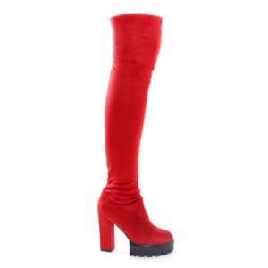 Cizme Belanger rosii peste genunchi cu platforma ieftine pentru dama